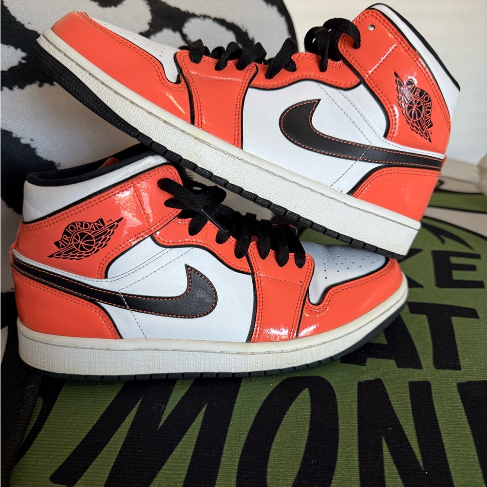 Orange and White Sneakers with Black Accents - Picture 2 of 3